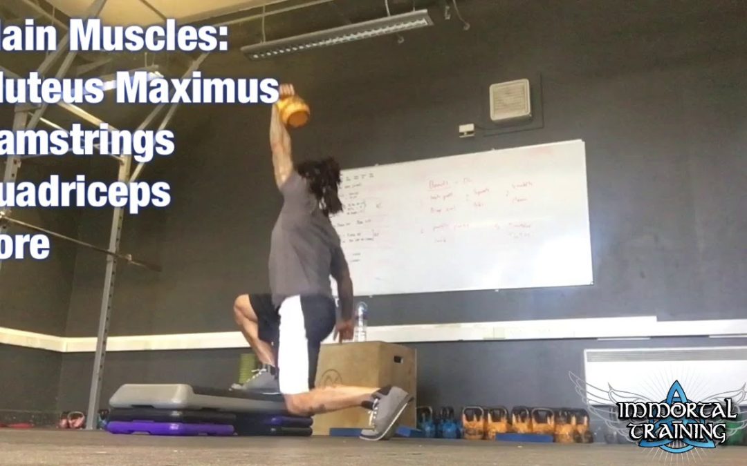 Elevated Single Arm Overhead Reverse KB Lunges
